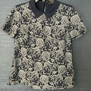 Banana Republic Navy/Silver Paisley Top